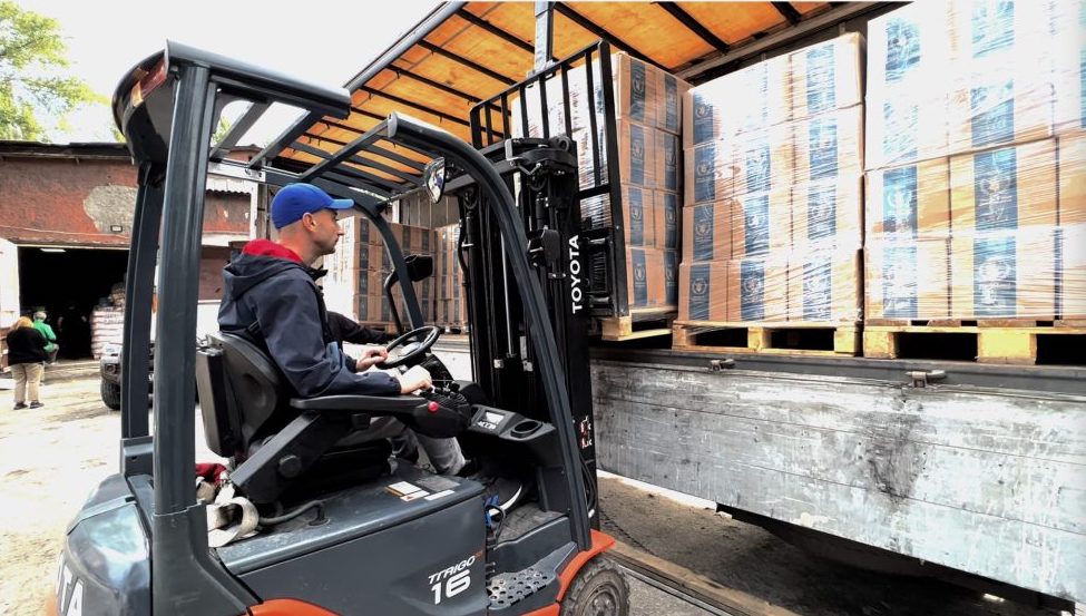 Forklift moving aid for Ukraine.