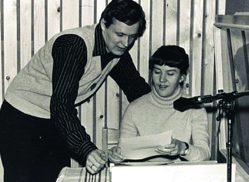 Hannu and Laura doing a radio broadcast.